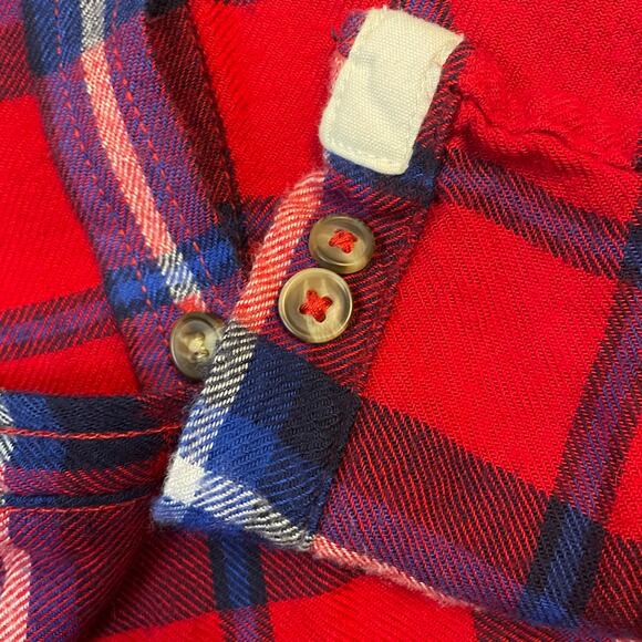 American Eagle Red Plaid Flannel Shirt Women’s Medium Boyfriend Fit Soft - Picture 7 of 11